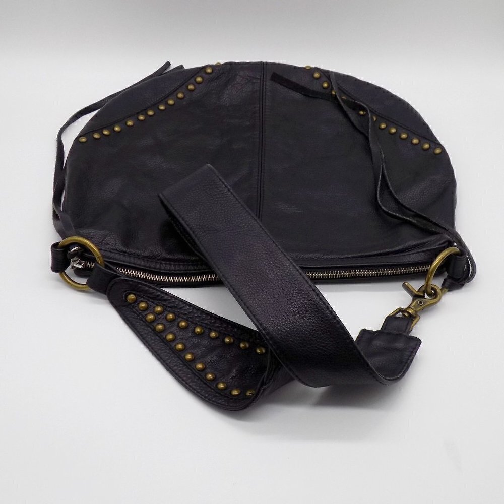Boho Shoulder Bag Black Leather Studded Guitar Shoulder Strap Not Branded - Picture 5 of 10